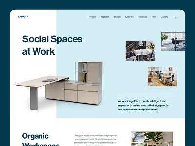 Bamoth Workspace Landing Page Exploration agency clean coworking design furniture homepage interior landing page minimalist modern office simple ui ux web web design website work workspace