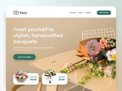 Flora – Flower Delivery Landing app bouquet clean delivery design ecommerce florist flower flower delivery landing page logo minimal shop typography ui ux web web design website