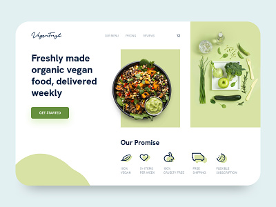 Vegan Fresh - Landing Page Concept bold clean cook dish eat food fresh green homepage illustration interface kitchen landing page recipe service startup typogaphy vegan web website