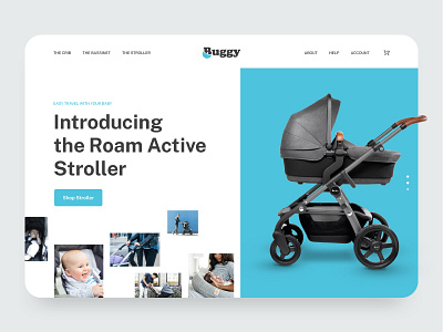 Buggy - Baby Strollers homepage app baby buggy care concept crib design ecommerce health homepage illustraion landing page mother parenthood stroller ui ux web web design website