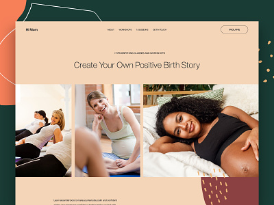 Hi Mom - Hypnobirthing Classes & Workshops baby childbirth classes exercises fitness health homepage landing page maternity medical mom mother pregnant ui ux web design web ui website workout workshop