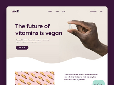 VitaB - Vegan Vitamin landing page clean design ecommerce landing page minimal modern shop typography ui vitamin web web design website