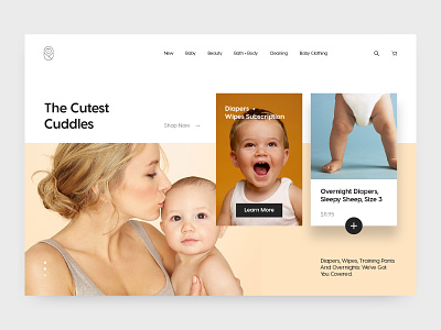 Baby Ecommerce Website Design Exploration agency baby care baby clothes branding design diapers digital marketing ecommerce homepage landing page maternity saas website shop store typogaphy ui ux web web design website