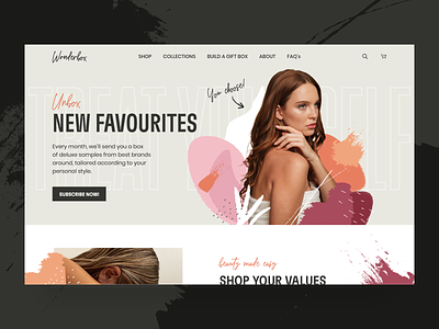 Wonderbox - Skincare Subscription Landing page design beauty beauty product clean cosmetics design ecommerce fashion landing page makeup modern natural organic shopping skin skincare skincare landing page ui ux web website