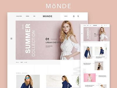 Monde ecommerce Concept clean design ecommerce fashion flat minimal shop store ui web