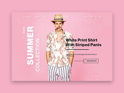 Monde Header clean design ecommerce fashion flat minimal shop store typography ui web