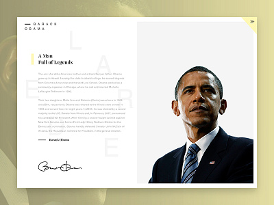 Barack Obama clean design landing minimal modern obama page personal typography ui web website