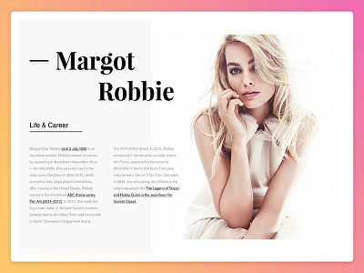 Margot Robbie clean design margot minimal modern page personal robbie typography ui web website