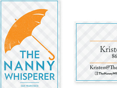 The Nanny Whisperer SF blue branding business card logo nanny orange sanfrancisco sf simple texture umbrella