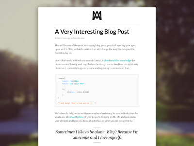 Portfolio Blog blog blogging clean web design website