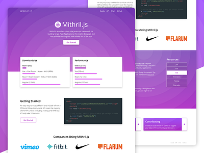Mithril.js - Web Design colorful minimal mithril web design