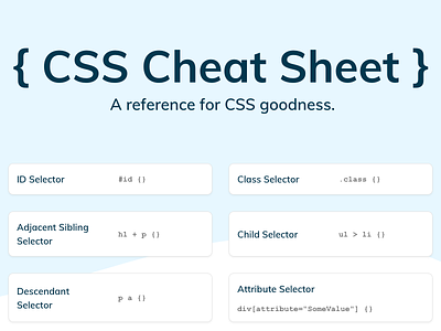 CSS Cheat Sheet - A reference for CSS goodness. blue brand css html minimal vector website