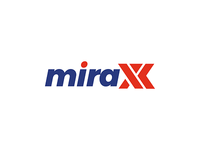 Miraxx blue brand double x icon logo. logotype mark real estate reality red