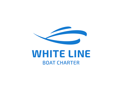 White Line blue brand charter logo logo design logo type boat ocean sea ship transportation waves white