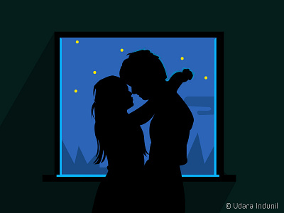 Love <3 2d art couple illustration love loveart night silluet vector