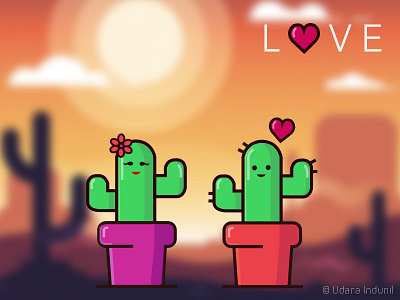 Cactus Love <3 art cactus concept desert design iconic illustration love minimalist