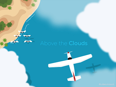 Above The Clouds abovethesky aerial art birds clouds concept design illustration perspective plane sky vector