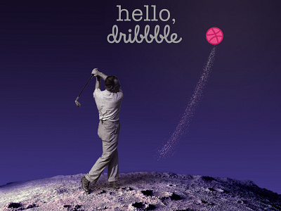 Hello, Dribbble collage digital art golf hello illustration space