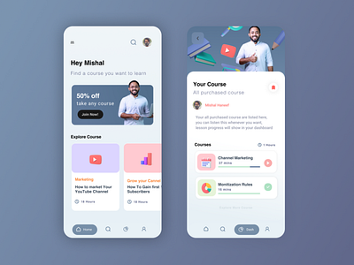 ONLINE COURSE APP UI DESIGN by Mishal Haneef on Dribbble