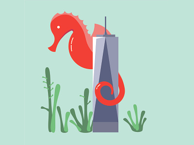 Seahorse branding illustration vector