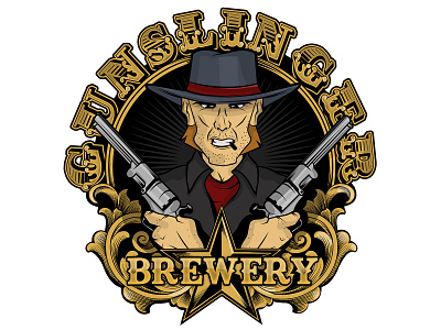 Gunslinger Brewery branding cartoon logo charecter design graphic design ill illustration logo mockup vector