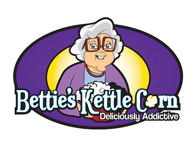 Bettie's Kettle Corn branding cartoon logo charecter design design graphic design illustration logo package design vector