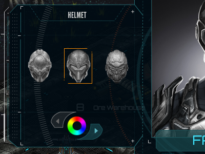 Profile character color picker and selection darkfire galaxies game hud mmo sci fi techy ui