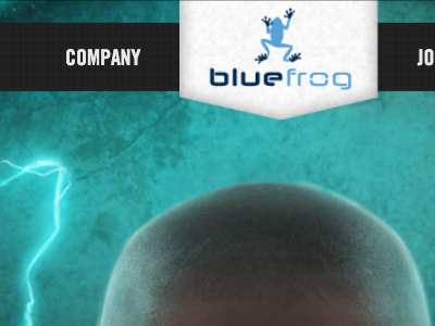 Title bar - company website redesign blue frog design gaming logo web
