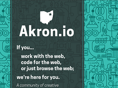 Akron.io leave behind card akron akron.io coffee and code green networking postcard