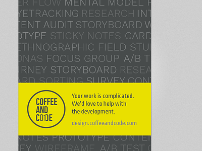 Marketing handout for design/ux bright coffee and code flyer handout print