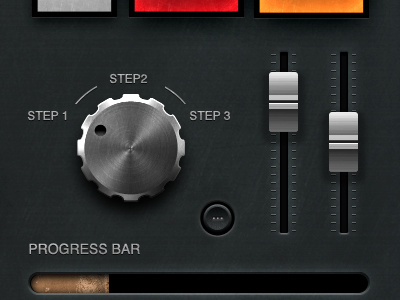 Ui7 freebie with grey BG black buttons interface ipad knobs metal music plastic ui user