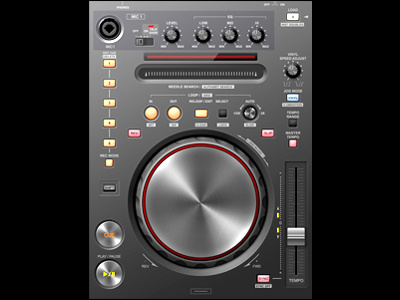 Ui10dribbble audio buttons dj interface ipad knob pioneer slider user