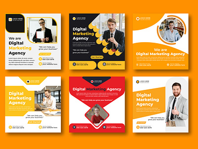 Corporate Marketing Social Media Post Design Template Set