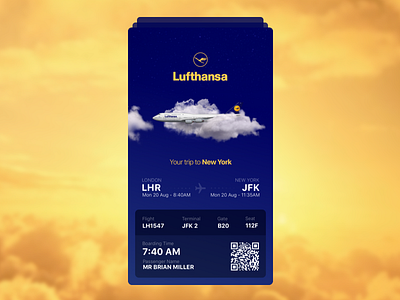 Lufthansa - Boarding Pass (Teaser Screen) airlines app best boarding pass invitation invite ios lufthansa tickets travel ui ux