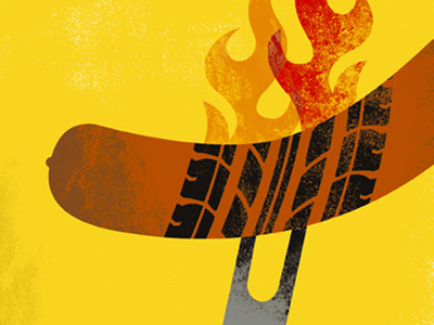 hot dog bbq flames hot dog hot rods illustration poster tire