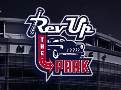 rev up the park baseball cars hot rod logo retro vector vintage