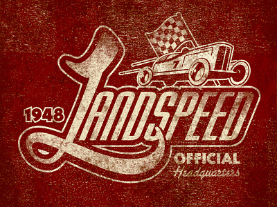 landspeed2 car checkered flag distressed hot rod lettering racing retro rust texture typography vintage