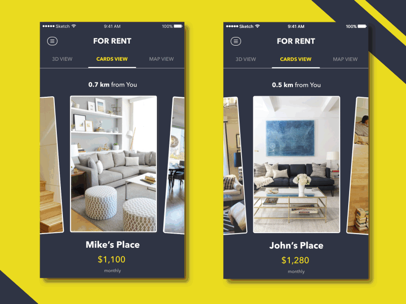 Rentables Near You | Cards Concept animations gif ios mobile ui ux