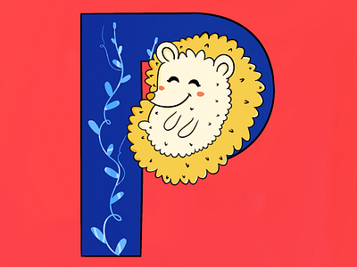 Type P art cute design doodle illustration porcupine type typography