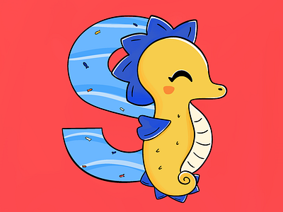Type S art blue design doodle dribbble fish horse illustration illustrator ocean red sea seahorse shot typography vector yellow