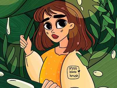 The Secret World of Arrietty arrietty art character cute design doodle dribbble garden ghibli girl illustration indian minimal photoshop rain vector