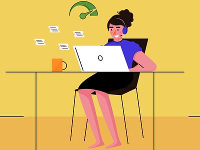 work from home art cute design dribbble freshcaller freshworks girl illustration minimal remote work tickets vector work from home