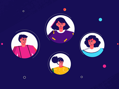 Virtual team art cute design dribbble girl illustration minimal mobile photoshop vector