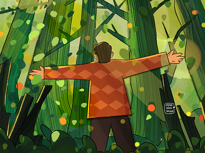I love looking at the sky through trees art boy character cute design dribbble forest forest animals forestry forests illustration landscape minimal nature photoshop plants plants illustration sky sunshine vector