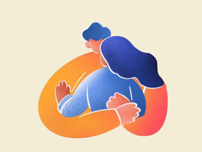 Hug boy girl art couple shot invitation invites vector dribbble procreate
