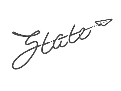 State Wordmark font logo plane script