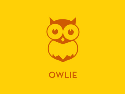 Owlie flat logo owl typography yellow