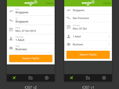 Wego Flight Search iOS7 (gif) by Bady on Dribbble