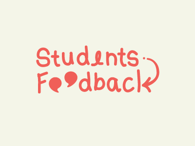 Students Feeback Logo arrow back brown feed feedback logo quote red simple soft students type white