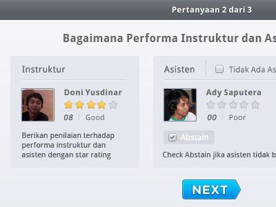 question Form 2 of 3 app button designer question form question page radio button rating score ui ux web